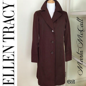 NWOT ELLEN TRACY Matte Brown Water Repellent Coat